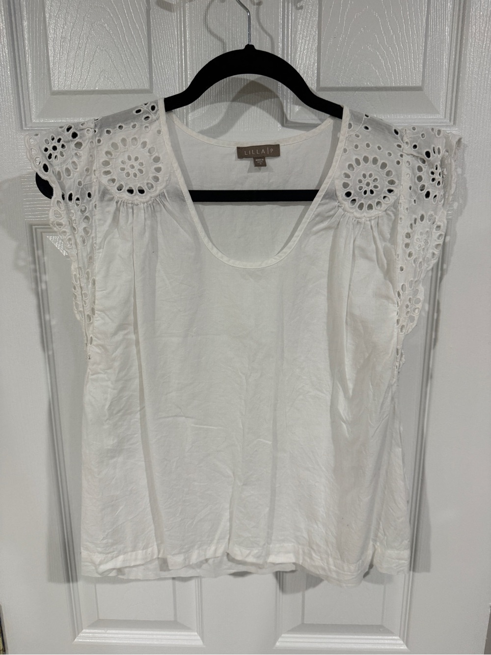 Lilla P White Cotton Eyelet Sleeve Camisole